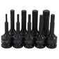 9-piece Impact Bit Socket Set, Spline, M4-16, 1/2"